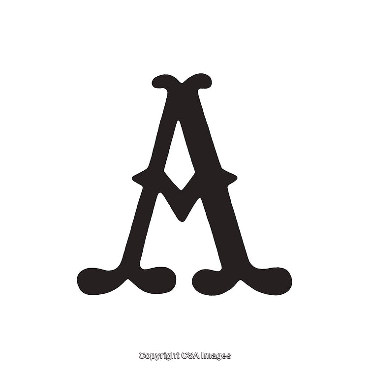 Artistic Black Letter A With Decorative Typeface on White Background