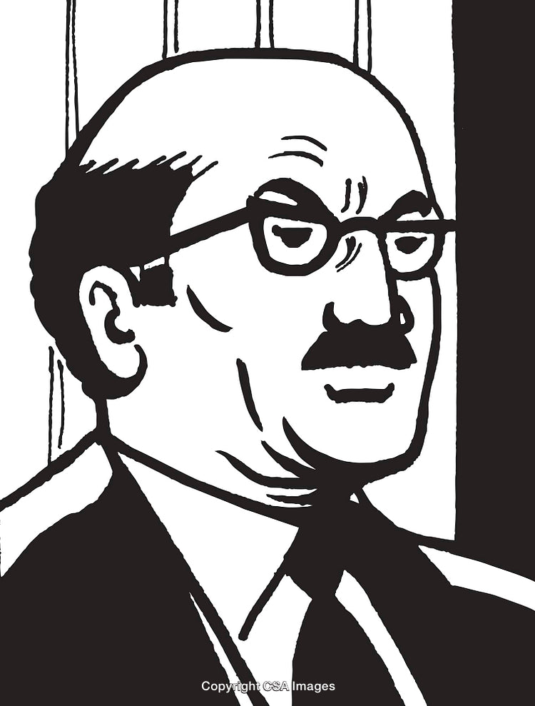 Minimalist Black and White Portrait of a Serious Man With Glasses