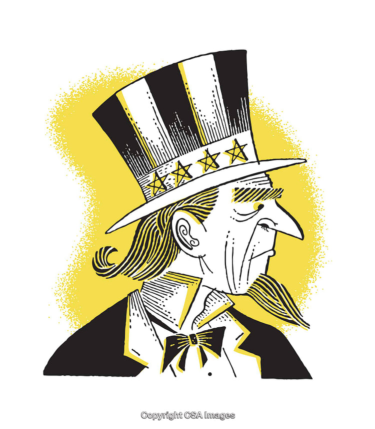 Illustration of Uncle Sam in Profile Wearing a Top Hat