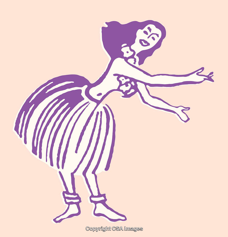 Colorful Line Art of a Hula Dancer in Artistic Style