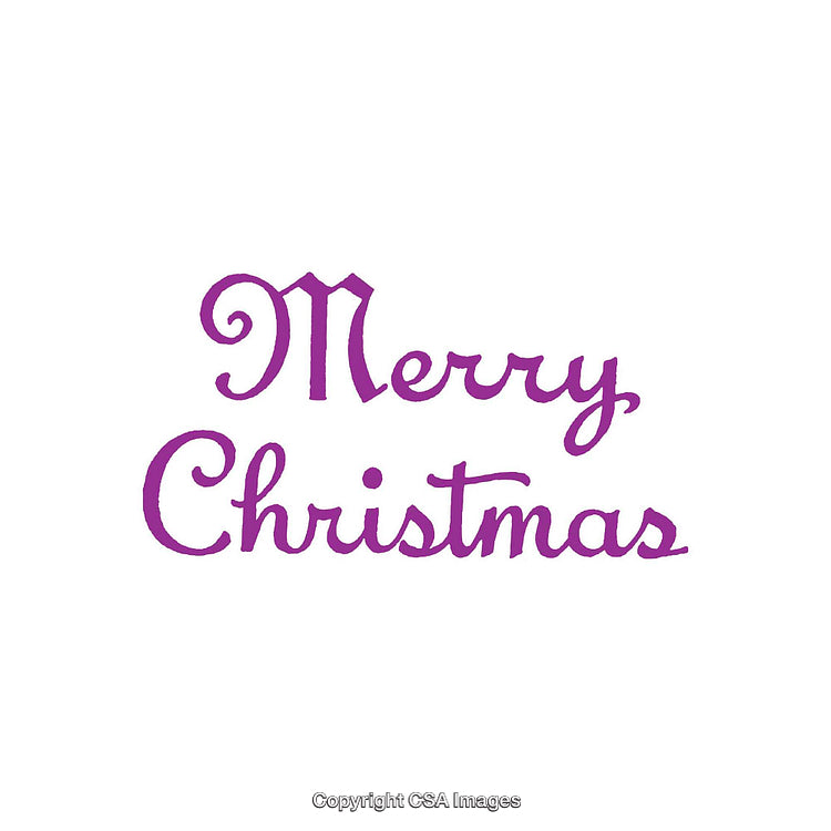 Purple Merry Christmas Text in Beautiful Decorative Font on White Background