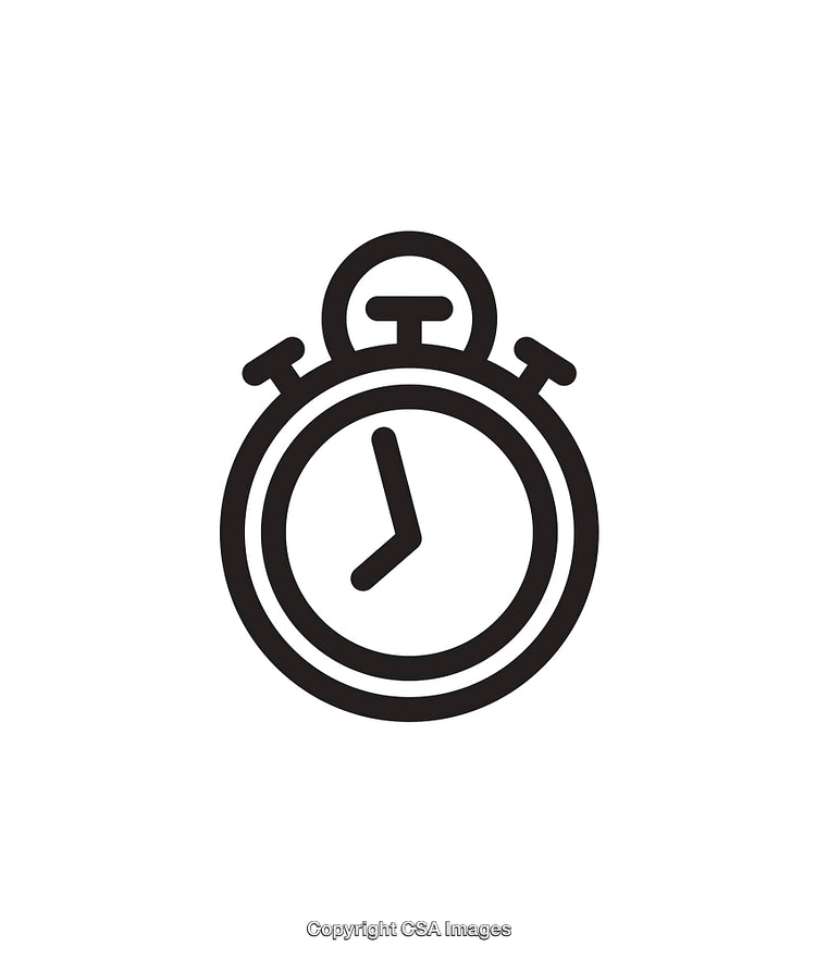 Minimalistic Black and White Stopwatch Icon in Line Art Style