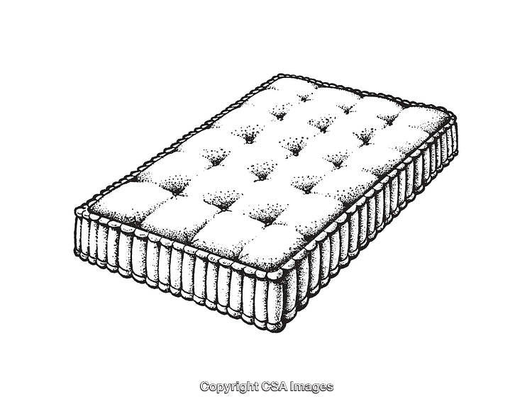 Black and White Line Art Illustration of a Mattress
