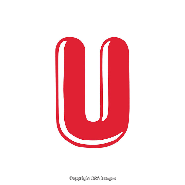 Bold Illustration of the Letter U in Red Style on White Background