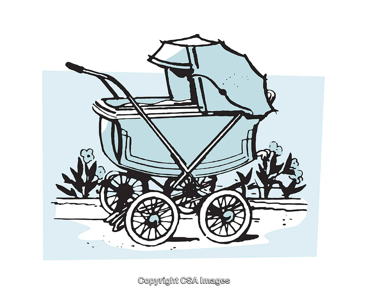 Vintage Baby Stroller Illustration with Retro Design Elements