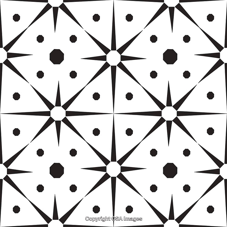 Geometric Black And White Abstract Pattern With Repeating Star Shapes