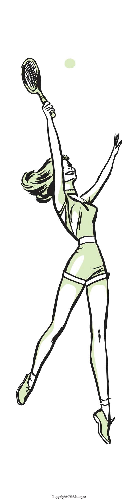 Stylized Illustration of a Tennis Player Reaching Out for the Ball