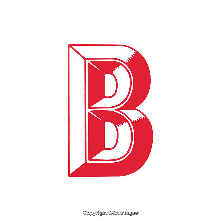 Bold Red Letter B Design on White Background