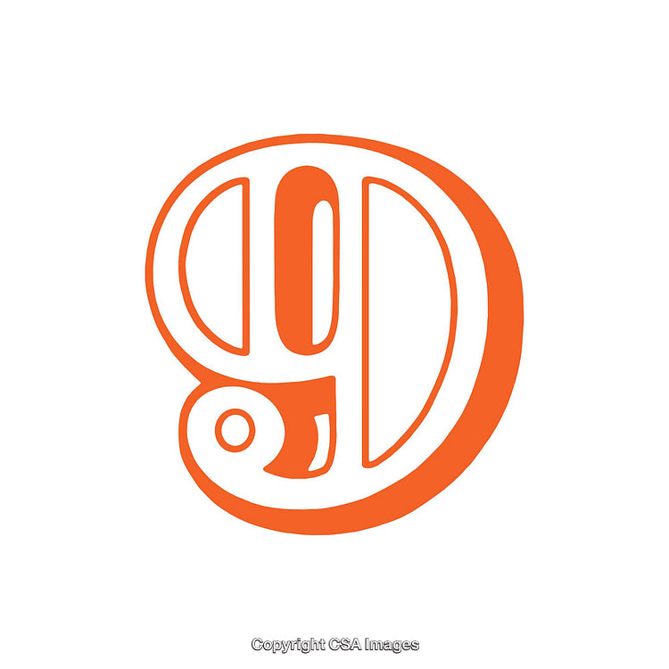 Orange Decorative Number Nine in Playful Design Style