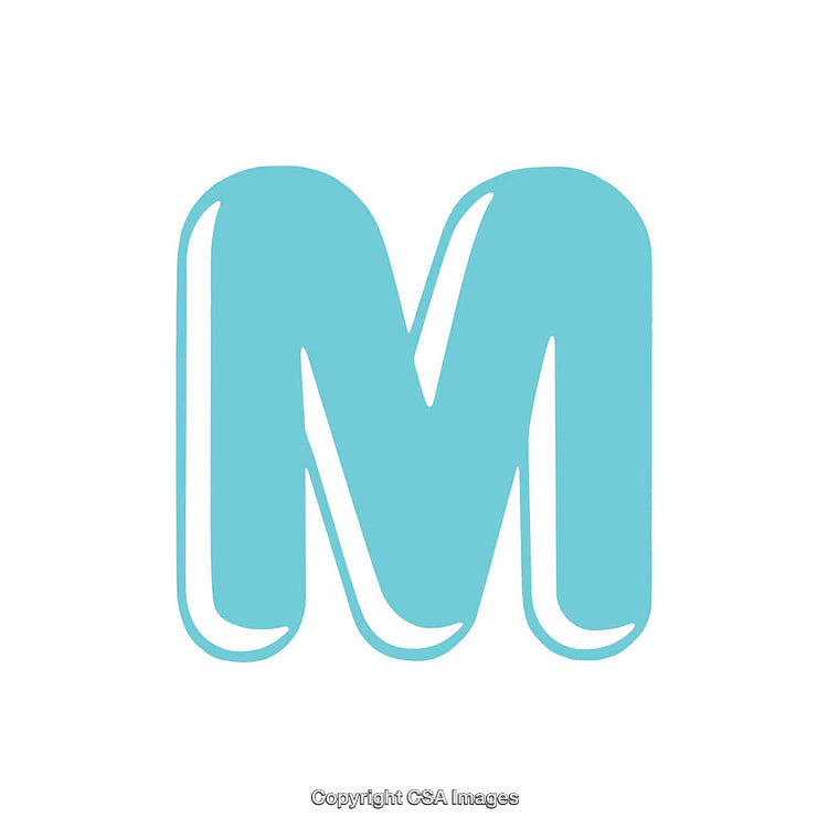 Blue 3D Styled Letter M Illustration with White Background