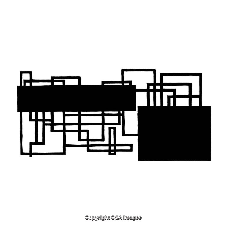 Abstract Black and White Pattern with Rectangular and Linear Elements