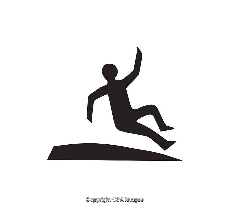 Silhouette Icon of Person Slipping on a Surface for Hazard Signage