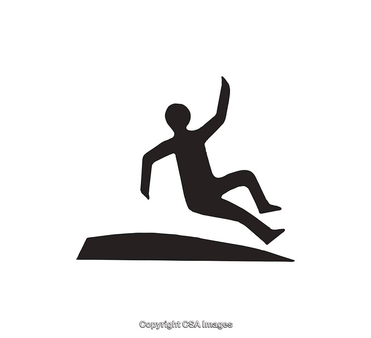 Silhouette Icon of Person Slipping on a Surface for Hazard Signage