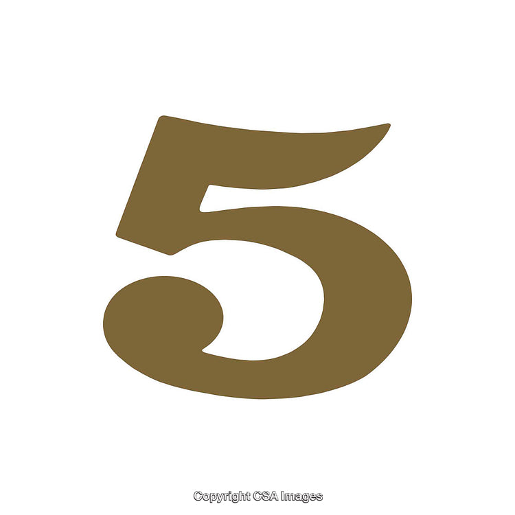 Number Five in Bold Font and Brown Color on White Background