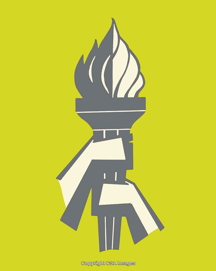 Abstract Torch Graphic in Yellow Background Representing Liberty and Energy