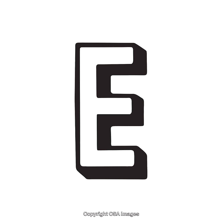 Stylized Black and White Depiction of the Letter E Artwork