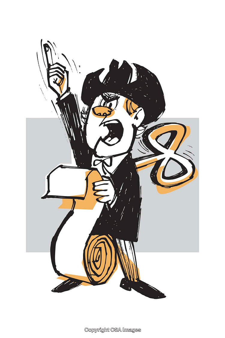 Colorful Cartoon Illustration of a Colonial-Era Orator with A Scroll