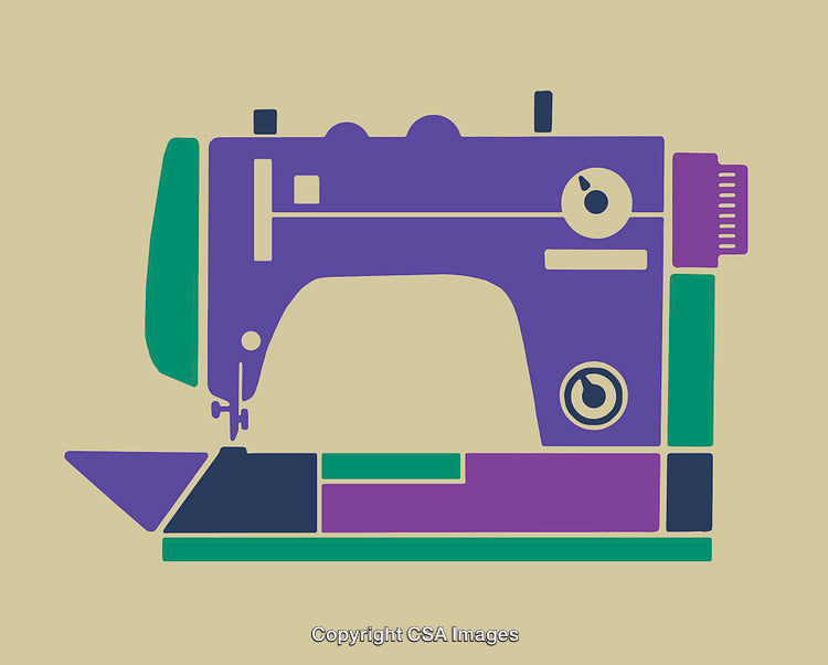 Colorful Geometric Line Art Illustration of a Sewing Machine
