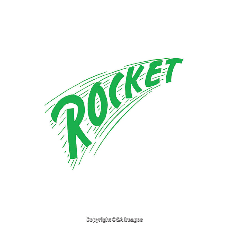 Green Stylized Word Art Depicting the Text 'Rocket' in a Dynamic Layout