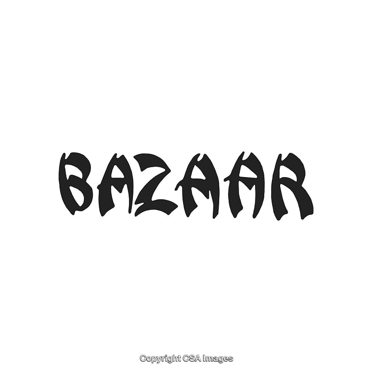 Stylized Black Bazaar Text Typography Design on White Background