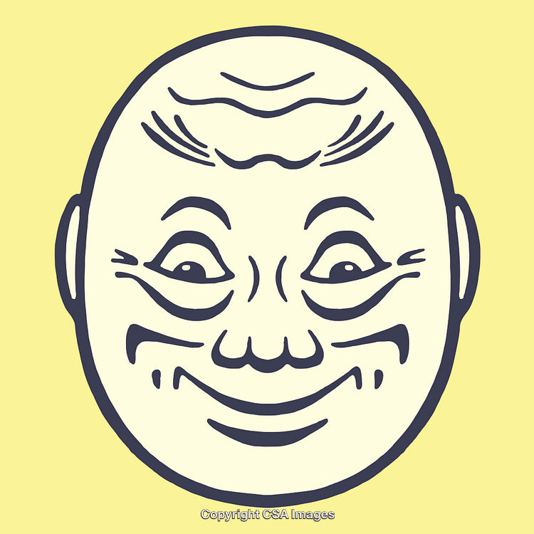 Smiling Face Line Art Illustration On Yellow Background