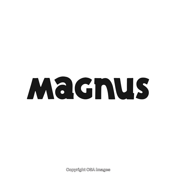 Bold Stylized Text Logo Featuring the Name Magnus in Black Against White Background