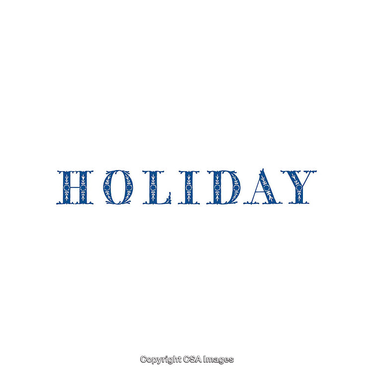 Elegant Blue Holiday Typography With Intricate Decorative Patterns and White Background