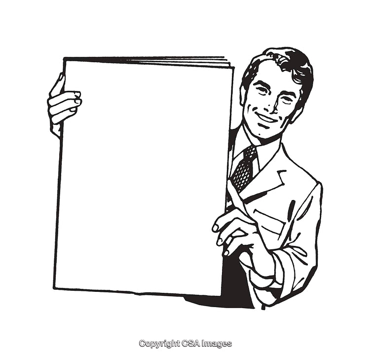 Businessman Holding Blank Sign for Promotional Message