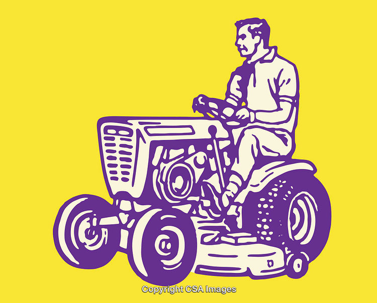 Purple Tractor Driver Illustration on a Yellow Background