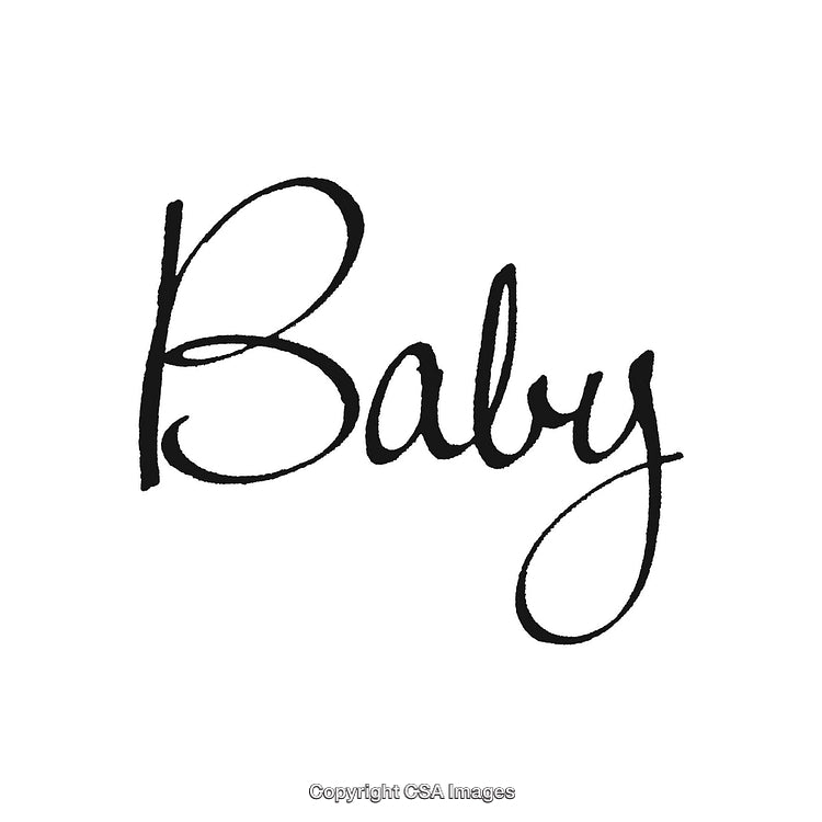 Stylish Black Handwriting of the Word 'Baby' on a White Background
