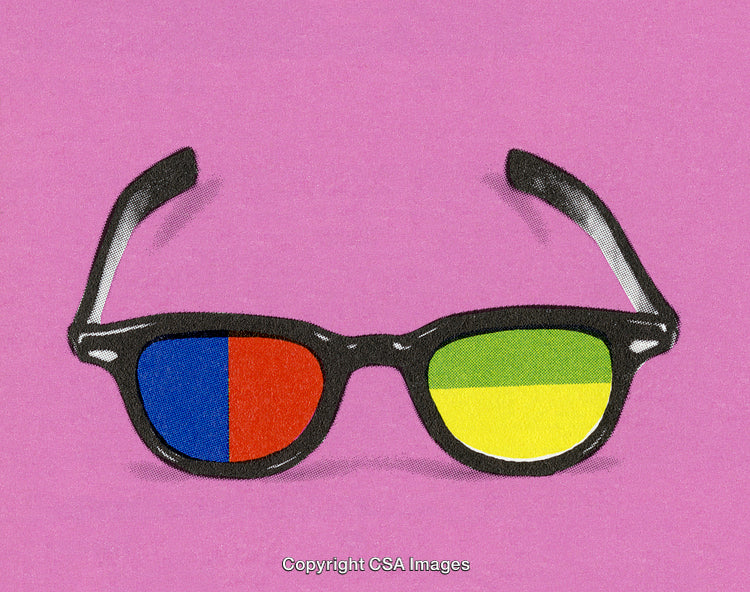 Colorful Sunglasses Illustration on Vibrant Pink Background with Artistic Style
