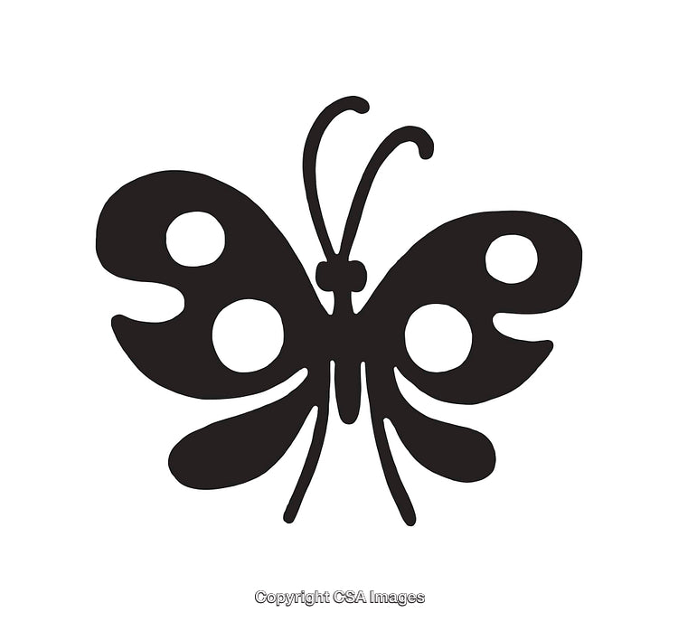 Black and White Butterfly Line Art Illustration with Decorative Details