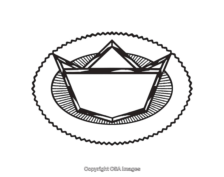 Monochrome Geometric Line Art Depicting Abstract Crown Emblem Design