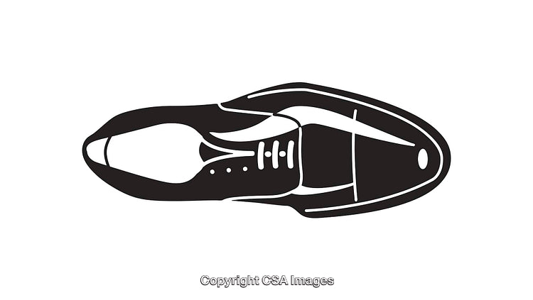 Detailed Black And White Shoe Illustration Viewed From Above