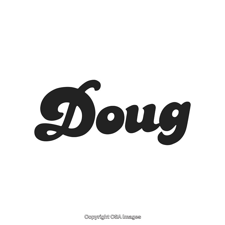 Stylish Handwritten Text of the Name Doug in Bold Black Font