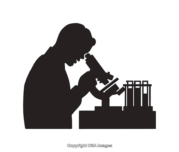 Scientist Using Microscope in Laboratory Silhouette Illustration