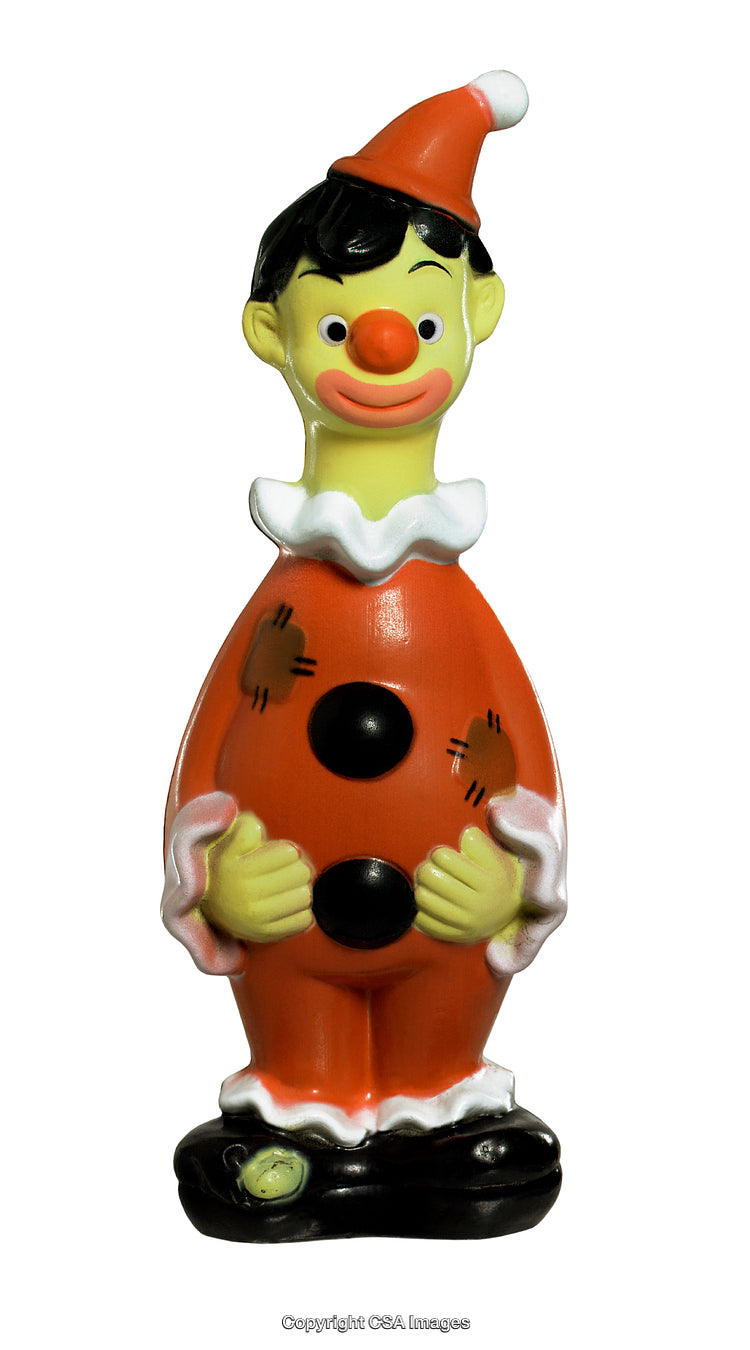 Colorful Plastic Clown Toy Figurine Isolated on a White Background