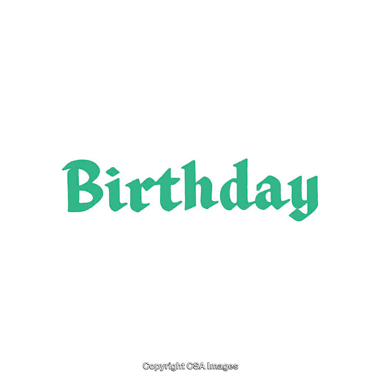 Green 'Birthday' Text on White Background in Simple Font Style