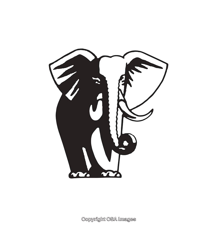 Black and White Line Art Illustration of an Elephant Face