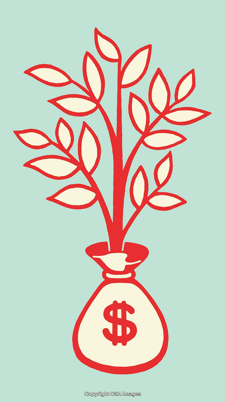 Growth and Investment Concept Illustrated with Money Tree Outline Drawing
