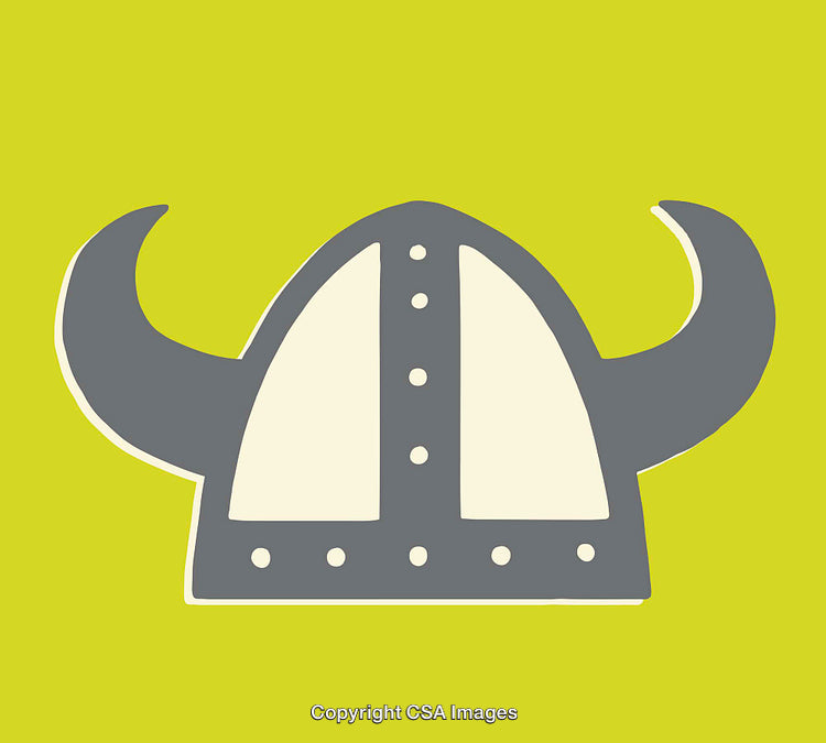 Simple Illustration of Viking Helmet on Green Background