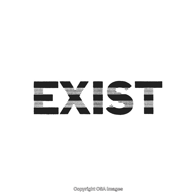 Grunge Style Typographic Artwork Highlighting the Word Exist on a White Background