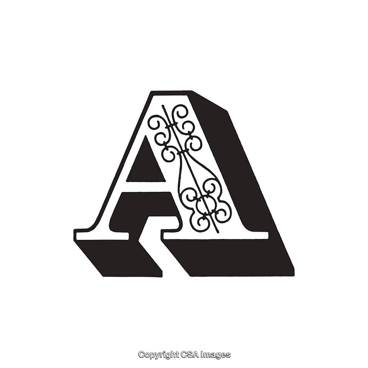 Elegant Illustration of the Letter A with Ornamental Details