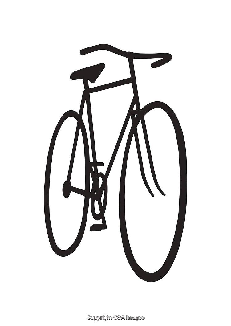 Black and White Minimalist Line Art Illustration of a Bicycle