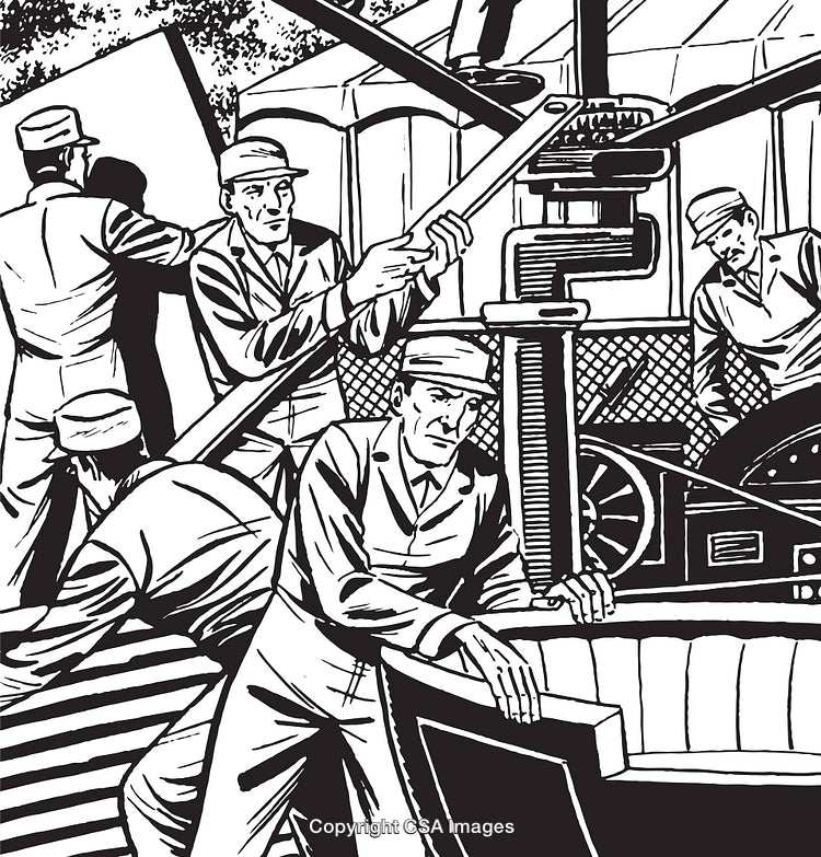 Team of Workers Operating Machinery in Industrial Setting