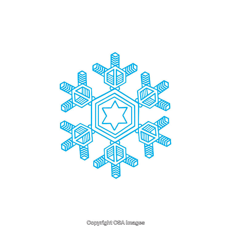 Intricate Blue Geometric Snowflake Design on White Background