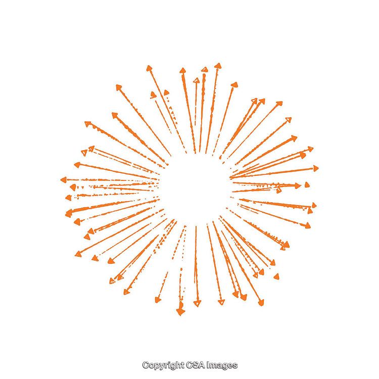 Abstract Orange Arrow Burst on White Background