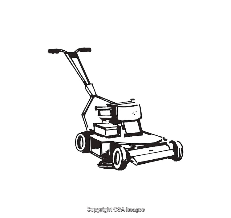 Vintage Black and White Illustration of a Lawn Mower