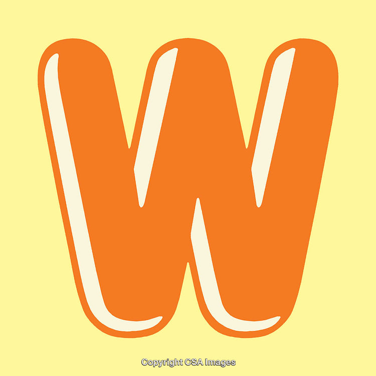 Bold and Colorful Artistic Letter W on a Yellow Background