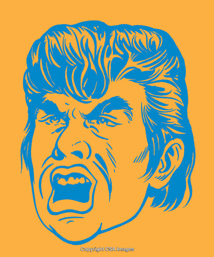 Illustration of a Screaming Face in Pop Art Style with Bold Colors